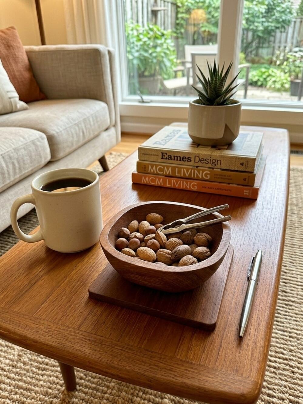 Vintage Mid-Century Genuine Teak Wood Bowl & Plate Set (2 Pcs)